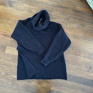 Free People Black Turtleneck Sweater Split Hem